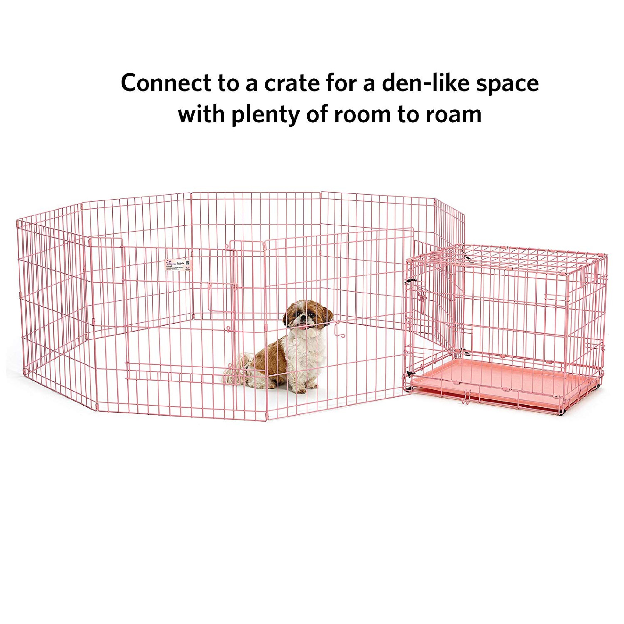 Pink Exercise Pen with Door 24" Naturally For Pets