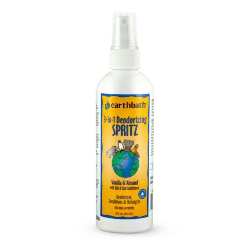 earthbath® 3-in-1 Deodorizing Spritz, Vanilla Almond with Skin & Coat Conditioners, Made in USA, 8 oz pump spray