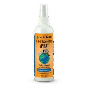 earthbath® 3-in-1 Deodorizing Spritz, Vanilla Almond with Skin & Coat Conditioners, Made in USA, 8 oz pump spray