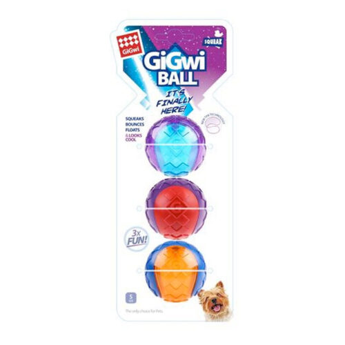 Gigwi Ball Small 3pack Squeaker Solid Transparent