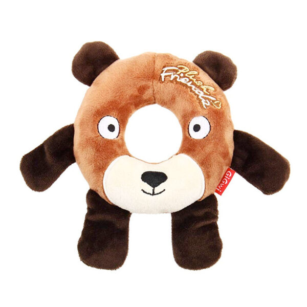 "Plush Friendz" Bear with Foam Rubber Ring and Squeaker Medium