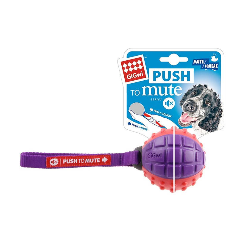 Push To Mute Regular Ball Solid Red/Purple - Naturally For Pets