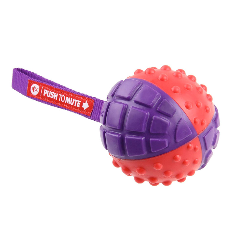 Push To Mute Regular Ball Solid Red/Purple - Naturally For Pets