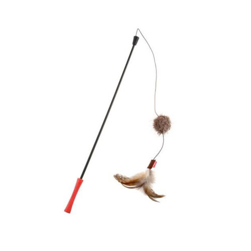 Feather Teaser w/ Natural, Plush Tail and TPR Handle (red)