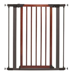 39" Tall Steel Pet Gate with Decorative Wood Door