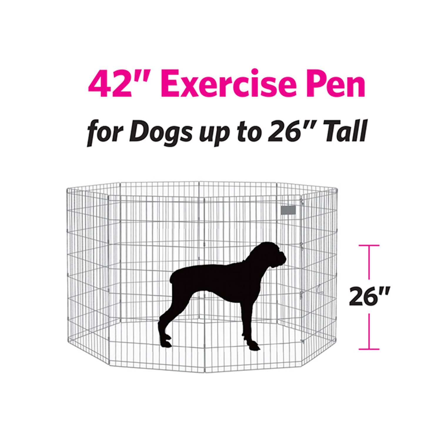 42" Black Exercise Pen with Full MAX Lock Door - Image 3