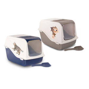 MP Bergamo Ariel Litter Box, Beige/Blue