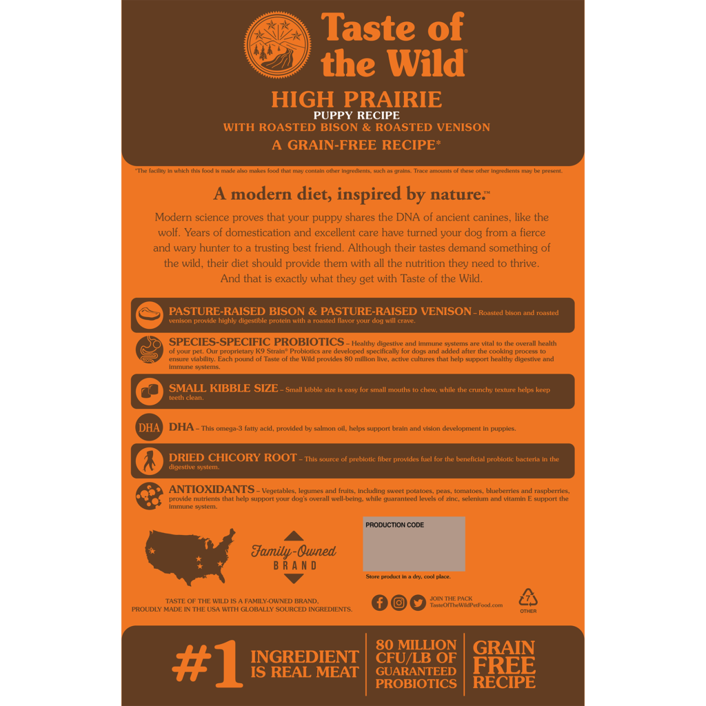 Taste Of The Wild | High Prairie Puppy Recipe - Naturally For Pets - High Prairie Dog Food Options