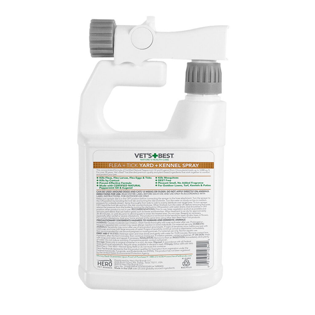 Vet's Best Flea + Tick Yard & Kennel Spray (32 oz) Naturally For Pets