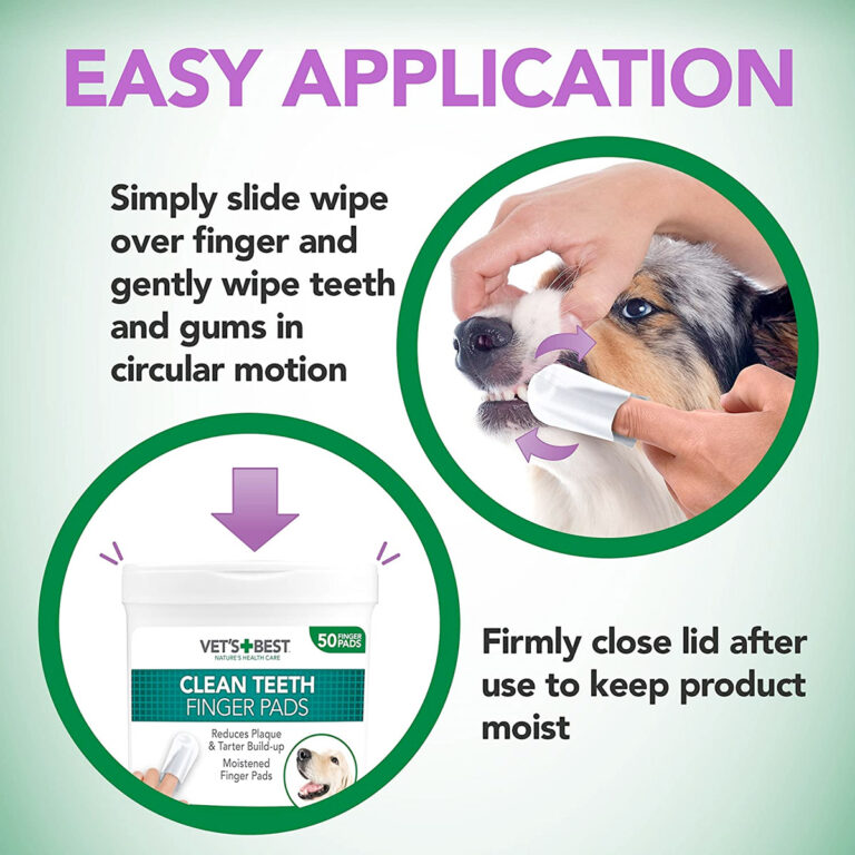 Vet's Best Clean Teeth Finger Pads (50 Pads) Naturally For Pets