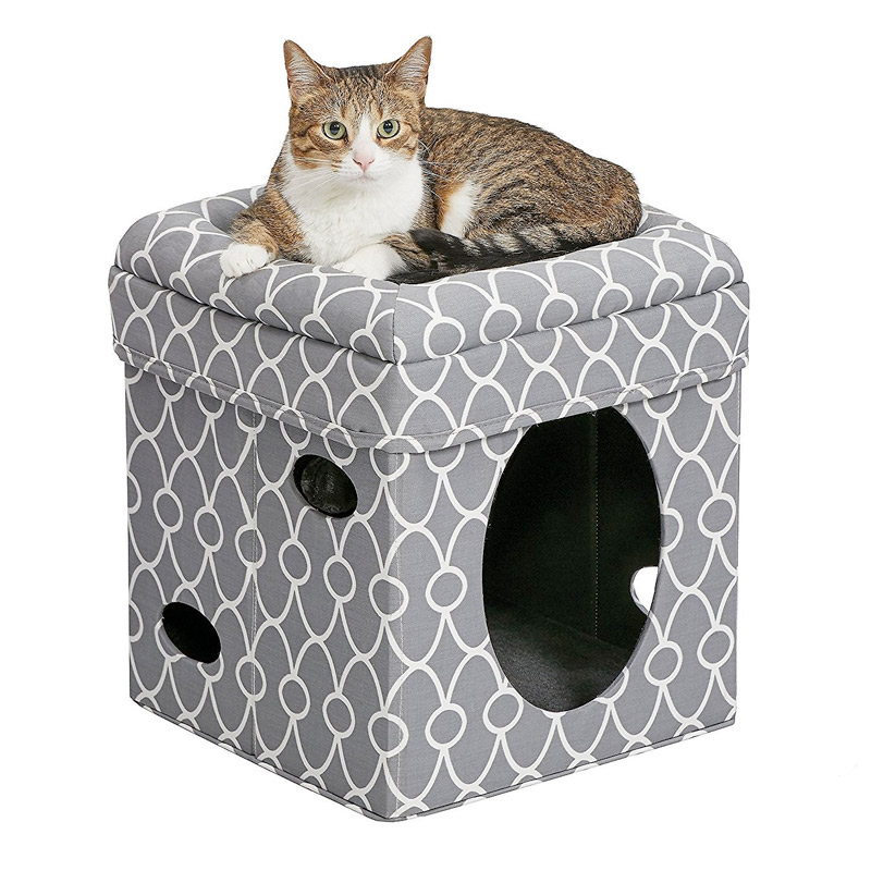 Midwest Curious Cat Cube - Grey