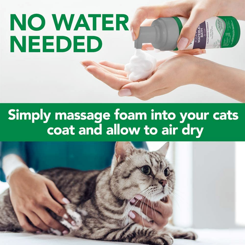 Vet's Best Flea and Tick Waterless Bath Foam for Cats 5oz Naturally