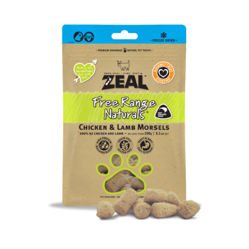 Zeal®Free Range Naturals Chicken and Lamb Morsels Treats for Dogs & Cats 100g