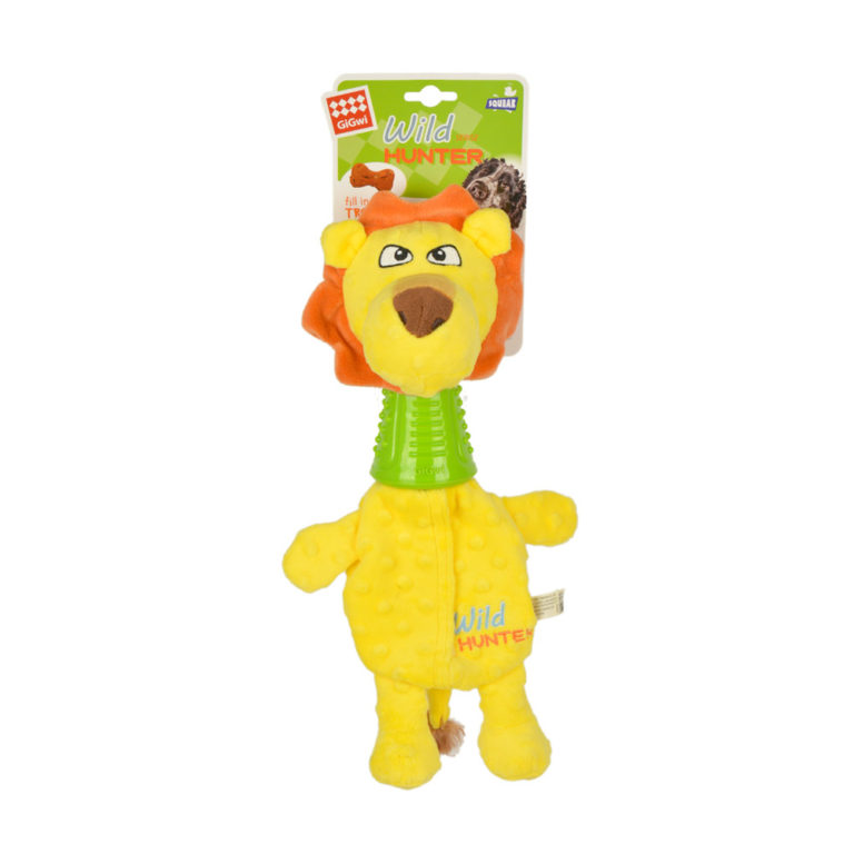 Lion Plush Dog toy with TPR Neck Naturally For Pets