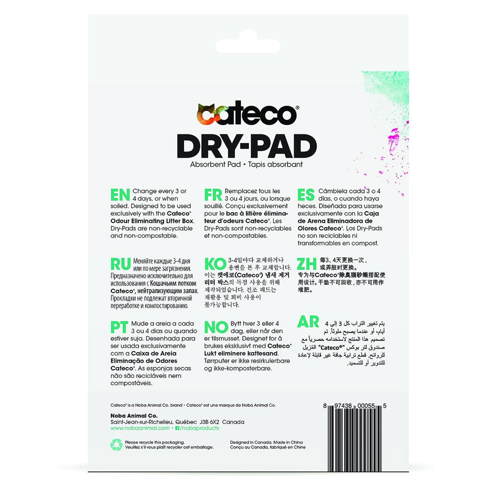 Cateco Dry Pad Replacement for Cat Litter Box Pack of 10 Naturally