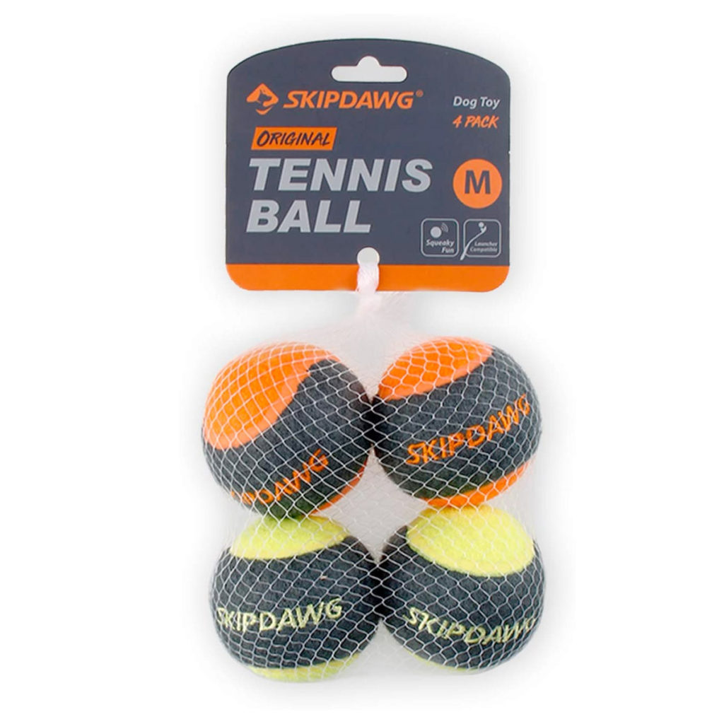 SKIPDAWG Squeaky Dog Tennis Balls (Pack of 4) - Naturally For Pets