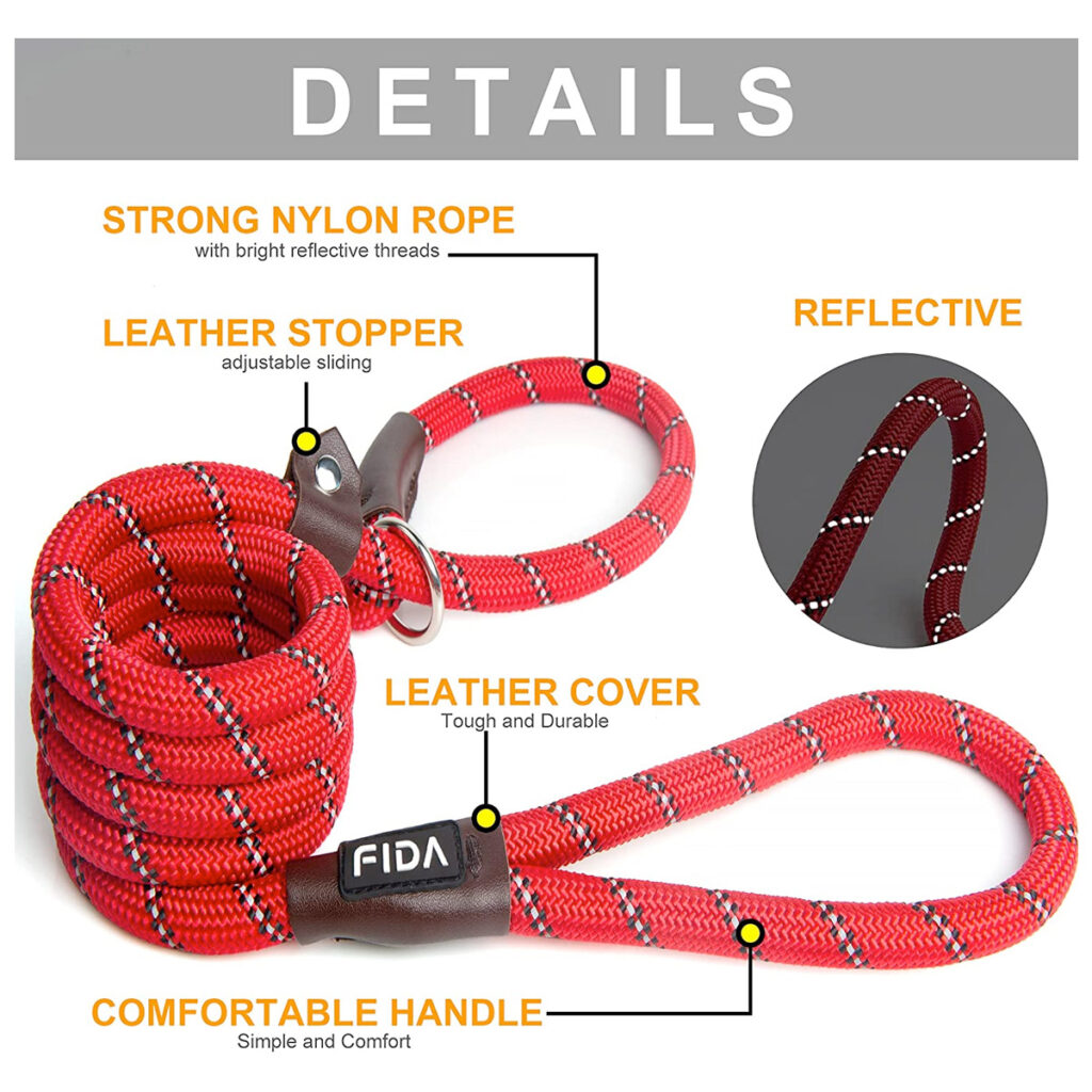 Fida Durable Slip Lead Dog Leash / Training Leash(6ft length, 1/2