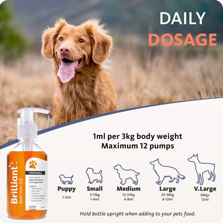 Brilliant Salmon Oil for Dog & Cat Food Supplement Naturally For Pets