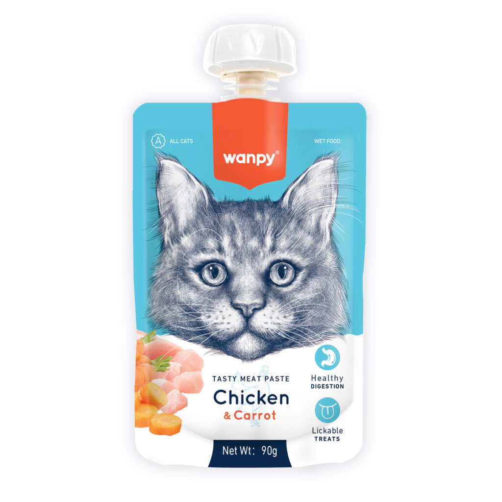 Wanpy Tasty Meat Paste Chicken with Carrot for Cats 90g Naturally For