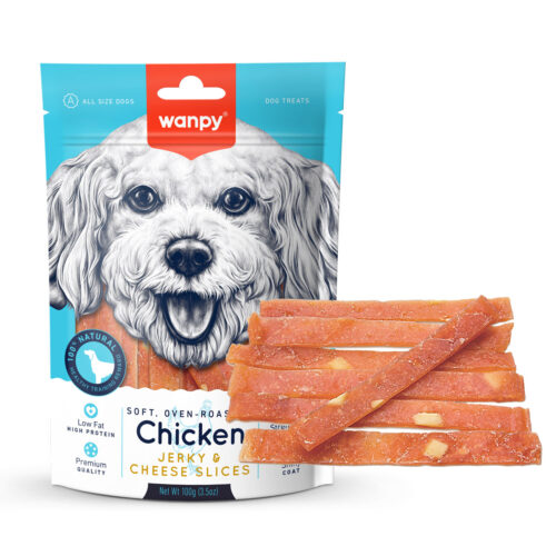 Wanpy Soft Oven Roasted Chicken Jerky & Cheese Slices Dog Treat