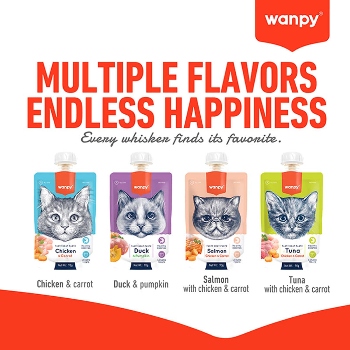 Wanpy Tasty Meat Paste Tuna, Chicken and Carrot for Cats 90g - Image 5