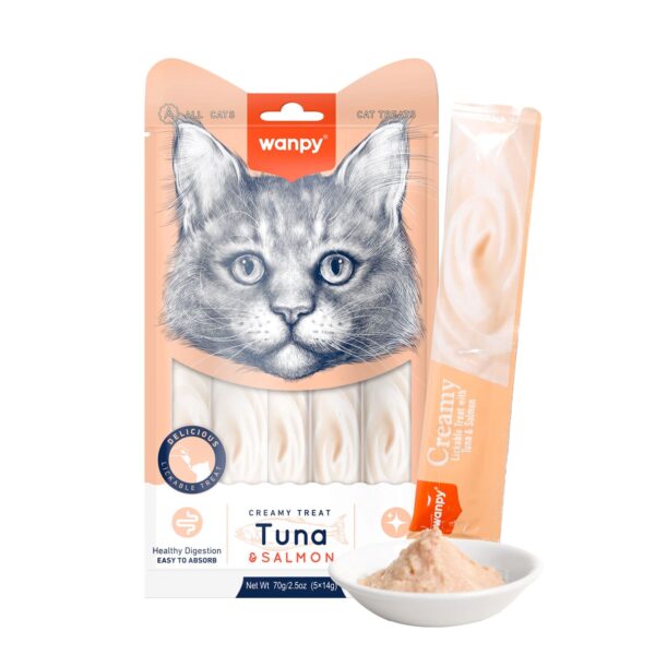 Wanpy Creamy Lickable Cat Treats - Tuna & Salmon