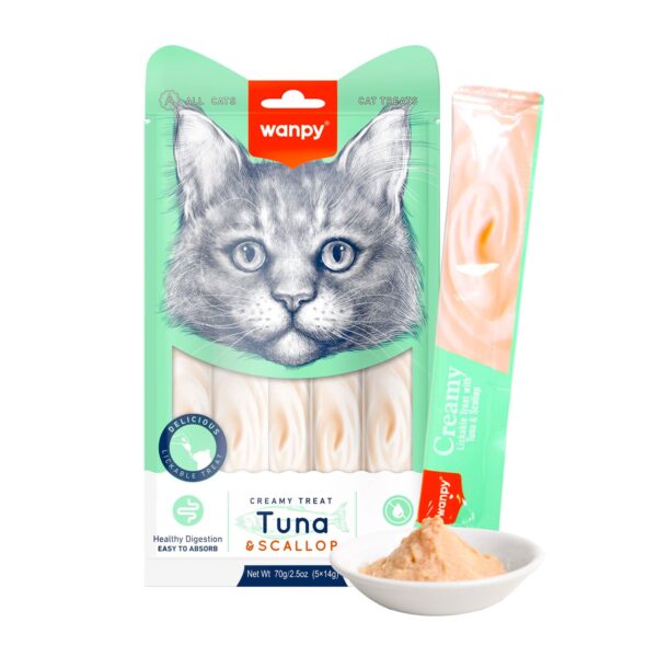 Wanpy Creamy Lickable Cat Treats - Tuna & Scallop