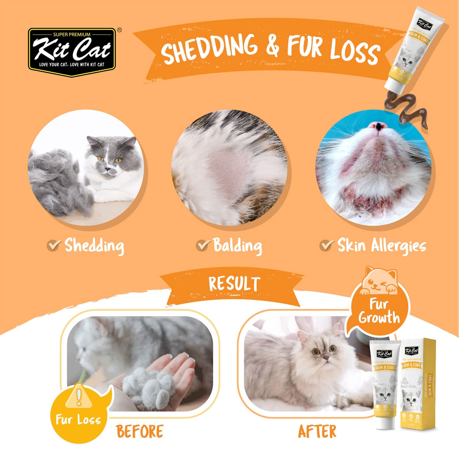 Kit Cat Daily Nutritional Supplement Gel For Cats & Kittens - Skin & Coat (120g) - Image 2