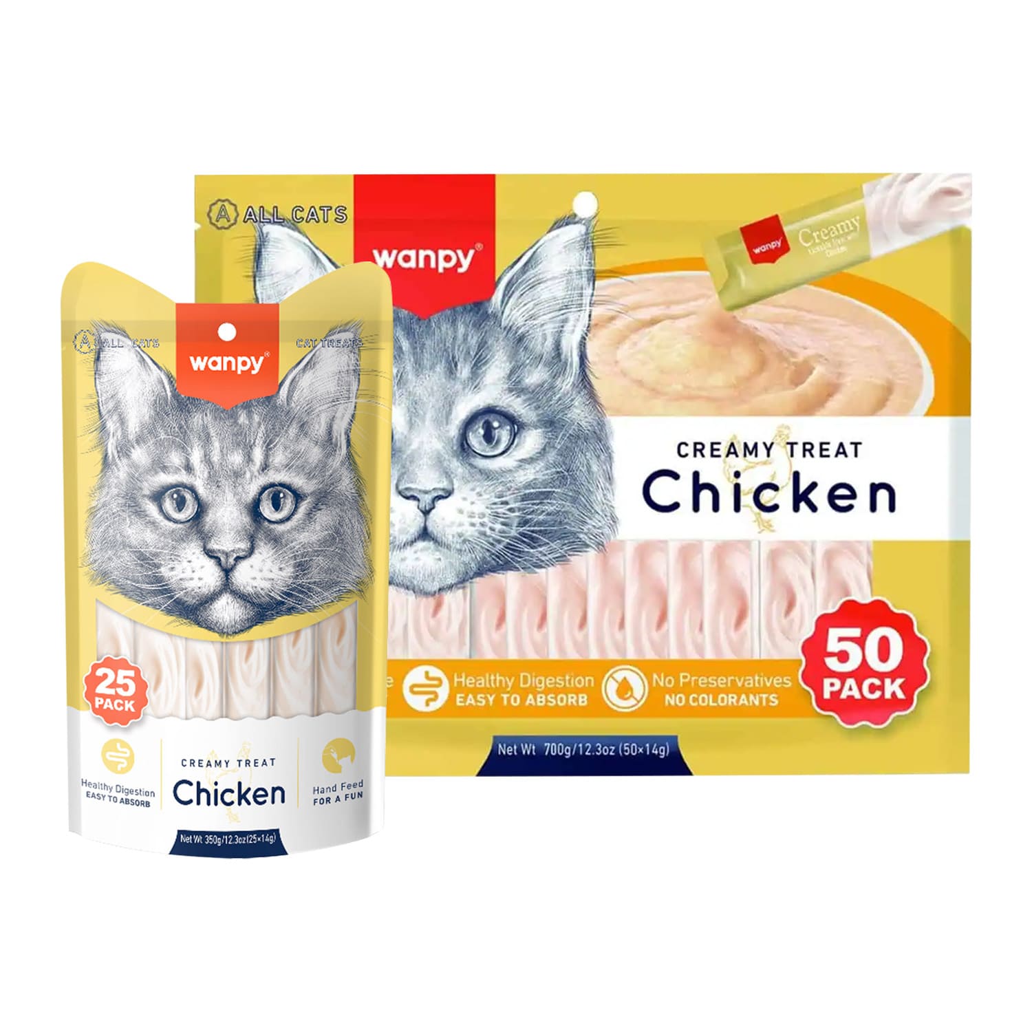Wanpy Creamy Lickable Cat Treats - Chicken