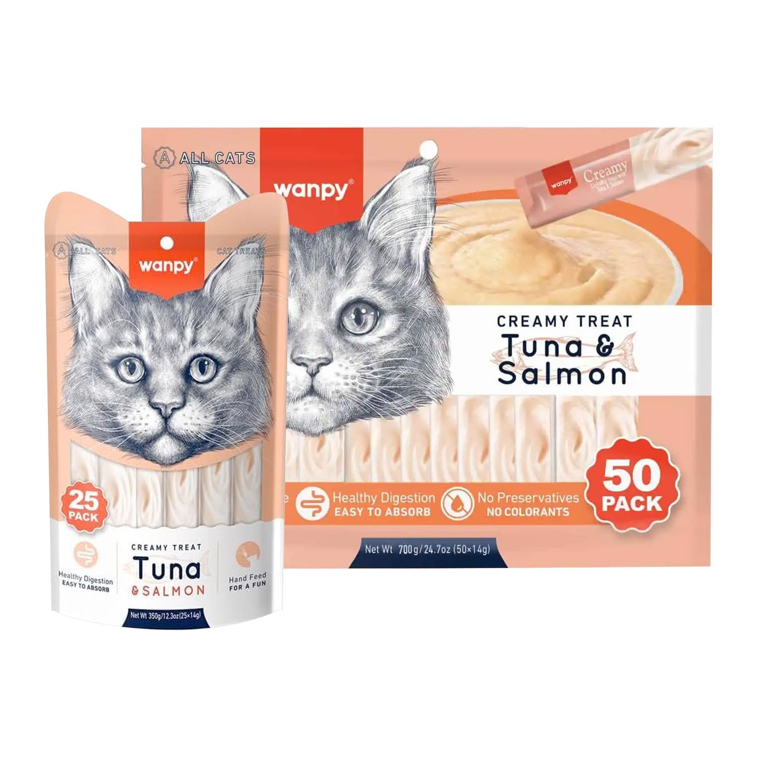 Wanpy Creamy Lickable Cat Treats - Tuna & Salmon