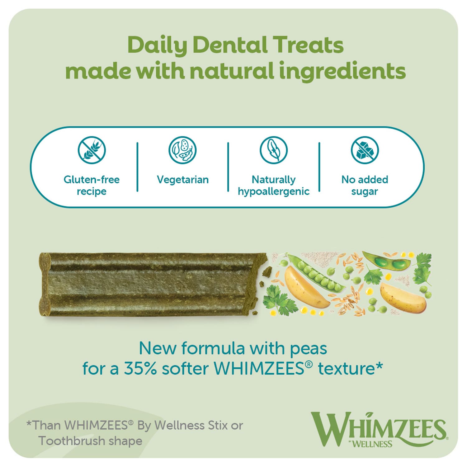 Whimzees Soft Daily Dental Dog Treats Value Bag - X Small (56 pcs) - Image 4