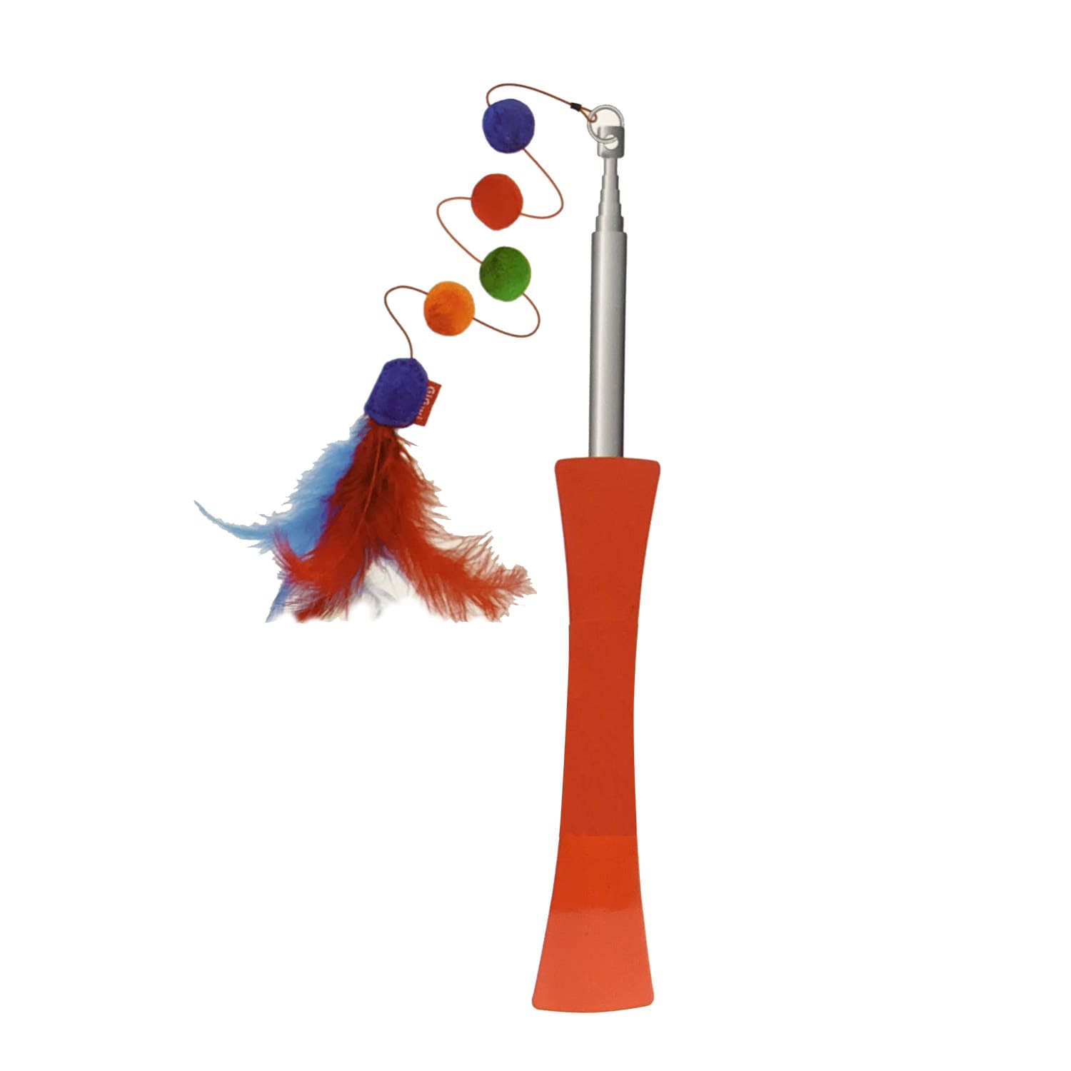 Extendable Catwand Feather Teaser with rattle and tpr handle - Image 2
