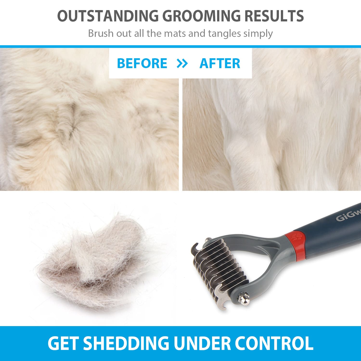 Dual Head Dematting Comb 11 Teeth for Dogs & Cats - Image 4