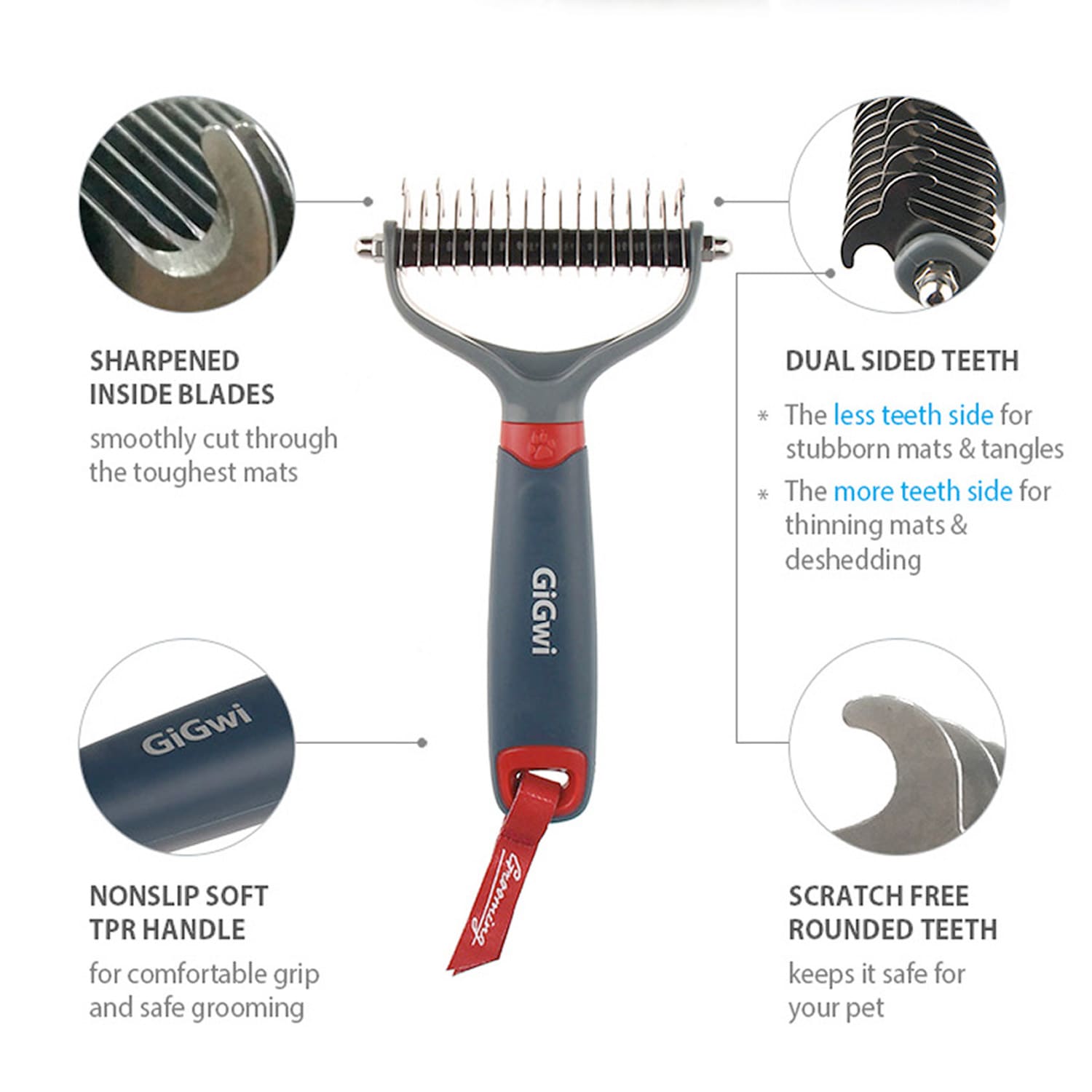 Dual Head Dematting Comb 11 Teeth for Dogs & Cats - Image 3