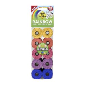 Bags On Board Rainbow Dog Poop Bags - 140 Bags