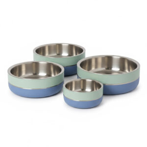 Saluki Stainless Steel Double Wall Dog Bowls - Two Tone