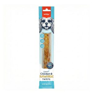 Wanpy Chewy 10" Chicken Jerky & Rawhide Twists 70g